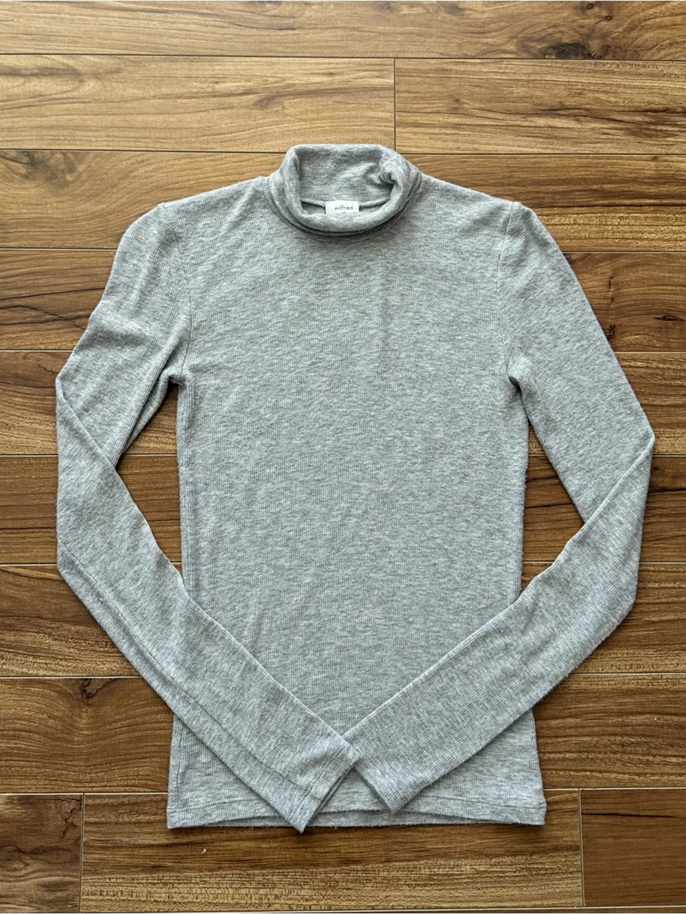 Wilfred Aritzia Grey Ribbed Turtleneck Top XS